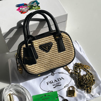 PRADA MILANO WICKER TOP HANDLE BAG