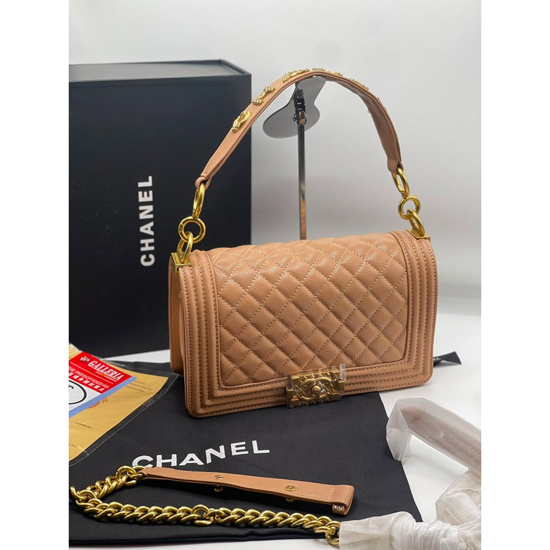 CHANEL LE BOY GOLD SIGNATURE HANDBAG