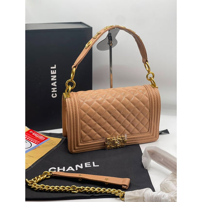 CHANEL LE BOY GOLD SIGNATURE HANDBAG