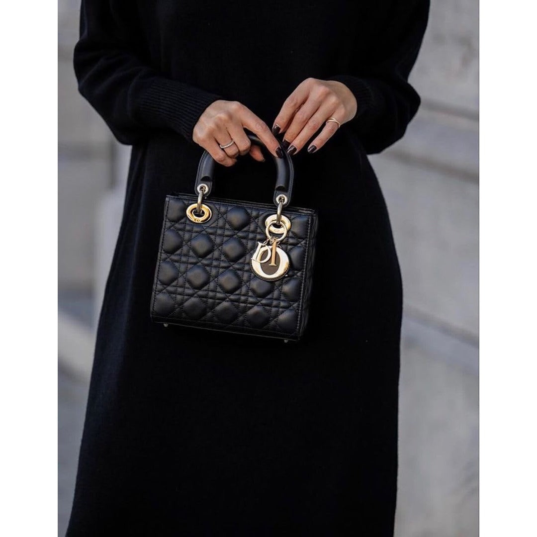 CHRISTIAN LADY DIOR MINI CANNAGE LAMBSKIN