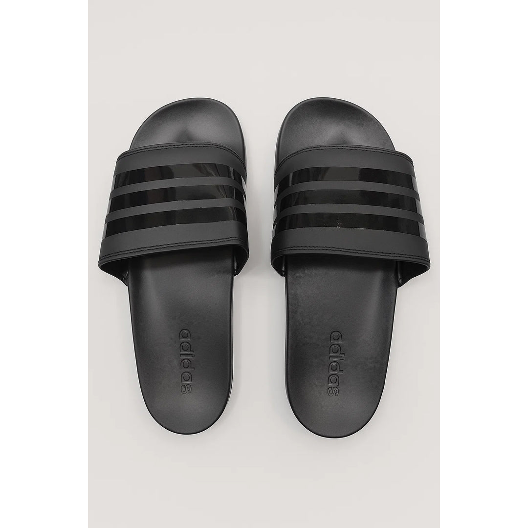 ADIDAS ADILETTE GREY BLACK 3 STIPE SLIDE
