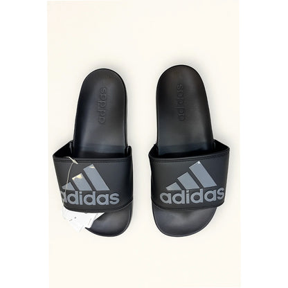 ADIDAS BLACK GREY PRINTED LOGO SLIDE
