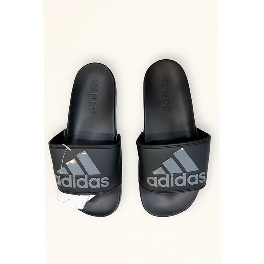 ADIDAS BLACK GREY PRINTED LOGO SLIDE