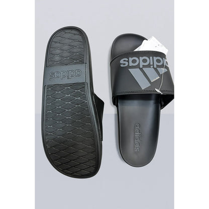 ADIDAS BLACK GREY PRINTED LOGO SLIDE