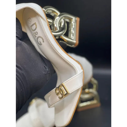 DOLCE & GABBANA WHITE KEIRA GOLD DG LOGO