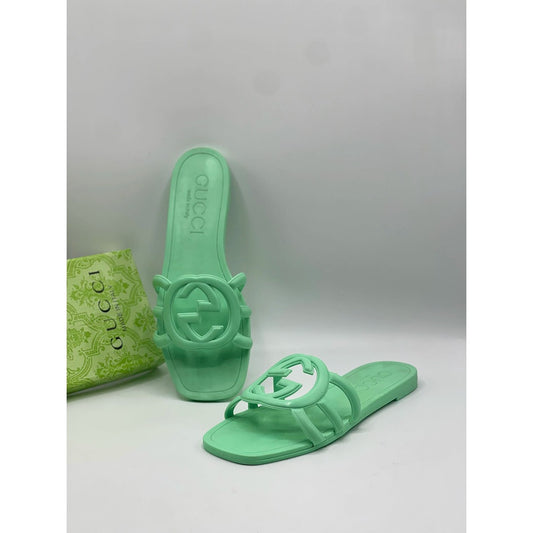 GUCCI INTERLOCKING MINT G SLIDE