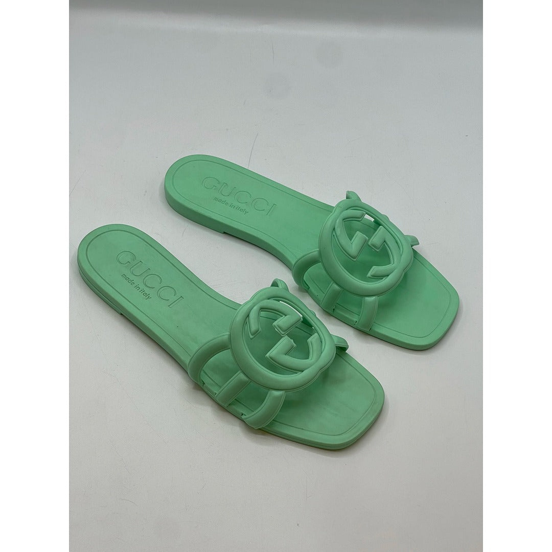 GUCCI INTERLOCKING MINT G SLIDE