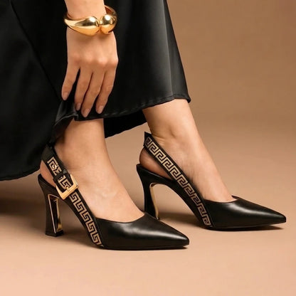 FENDI MONOGRAM BLACK SLING BACK PUMPS