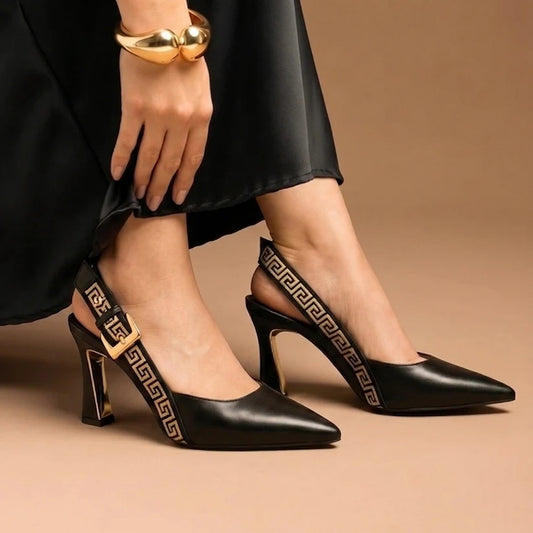 FENDI MONOGRAM BLACK SLING BACK PUMPS