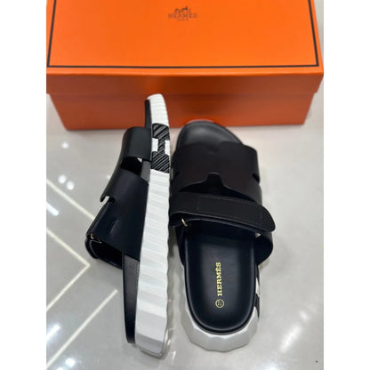 HERMES CHYPRE BLACK MEDICATED SANDAL