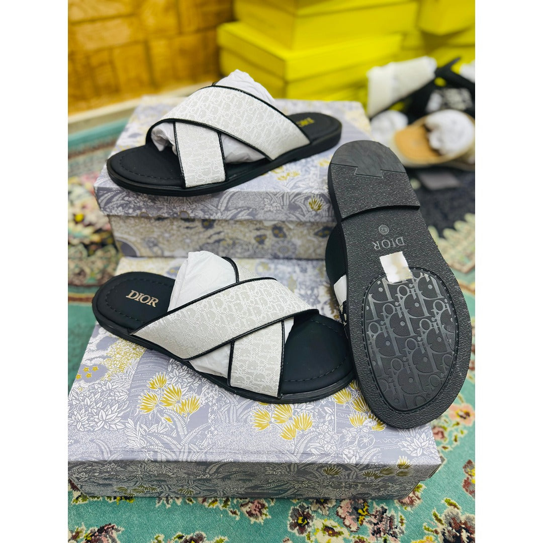 CHRISTIAN DIOR WHITE BLACK OBLIQUE ALIAS SANDAL