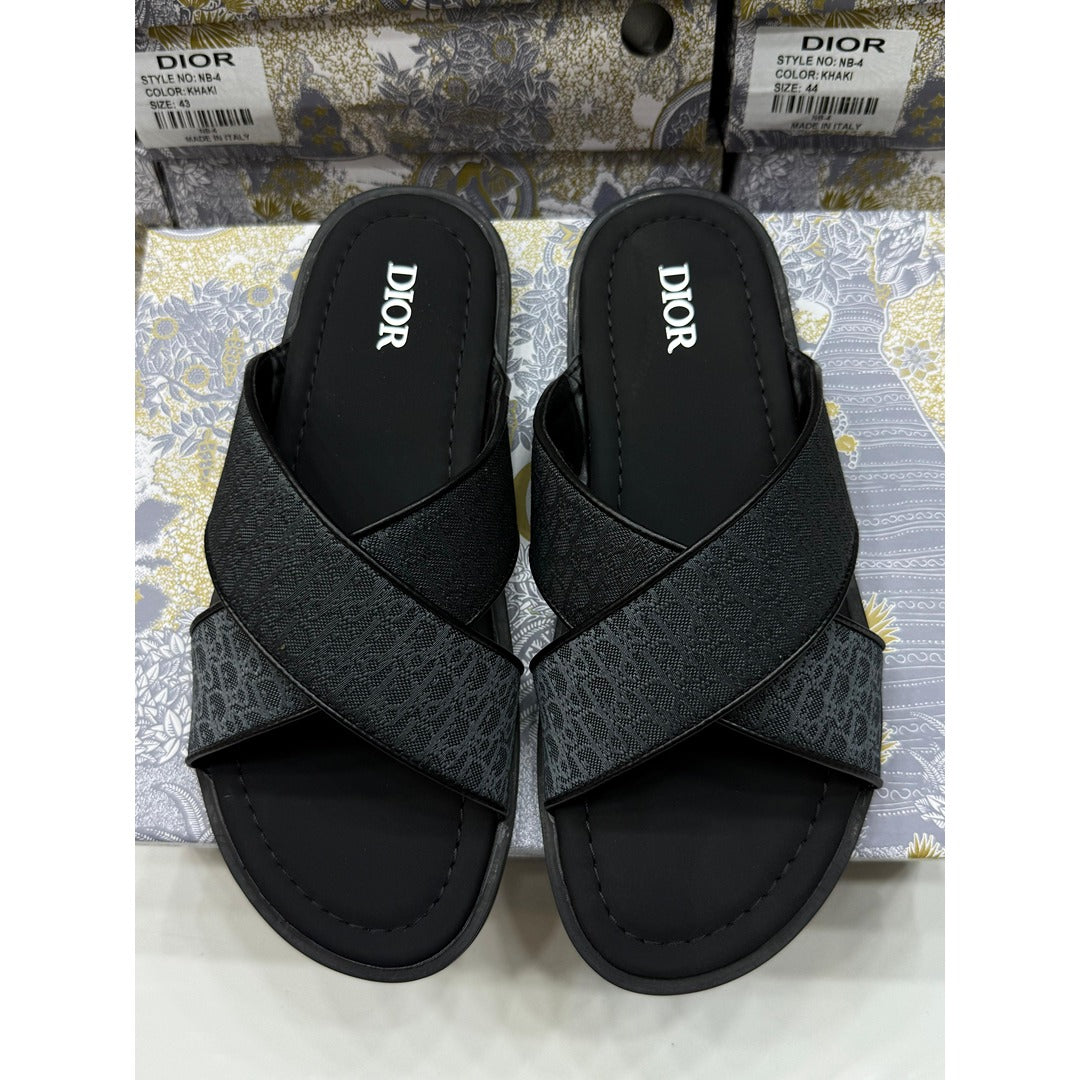 CHRISTIAN DIOR GRAY BLACK OBLIQUE ALIAS SANDAL