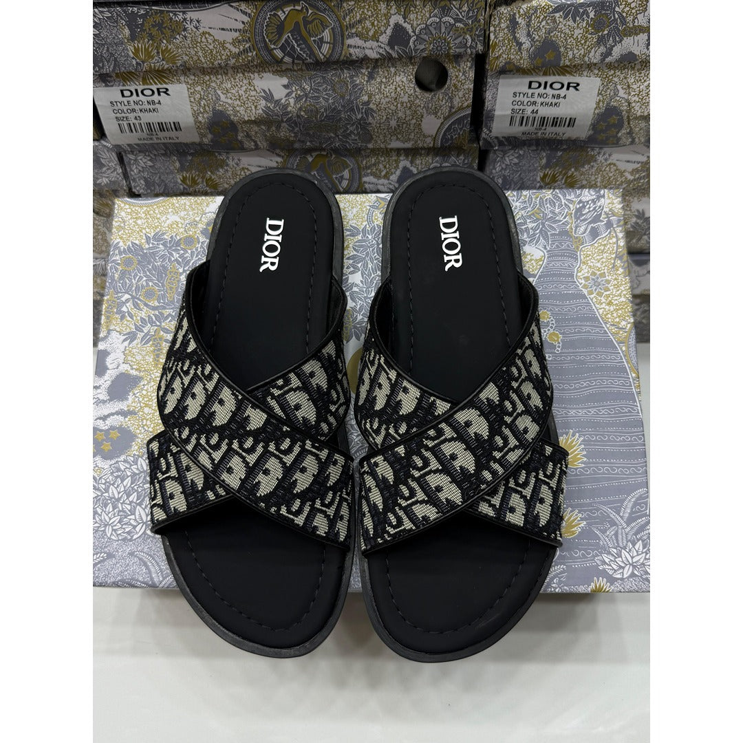 CHRISTIAN DIOR CREAM BLACK OBLIQUE ALIAS SANDAL