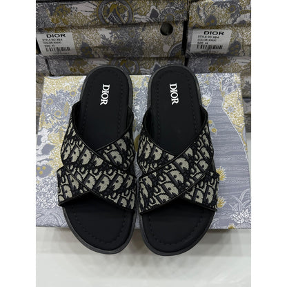 CHRISTIAN DIOR CREAM BLACK OBLIQUE ALIAS SANDAL