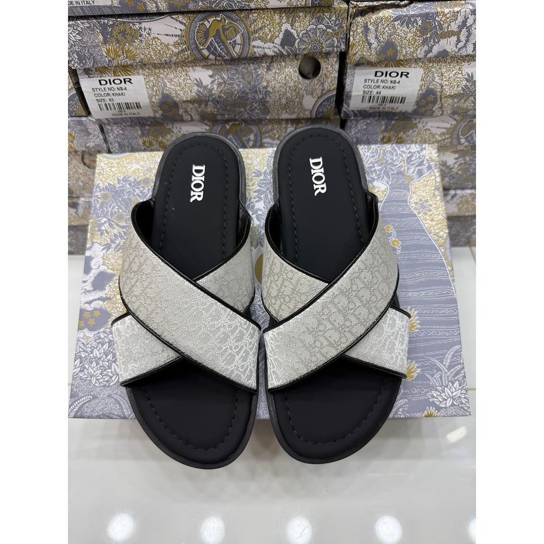 CHRISTIAN DIOR WHITE BLACK OBLIQUE ALIAS SANDAL