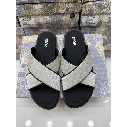 CHRISTIAN DIOR WHITE BLACK OBLIQUE ALIAS SANDAL