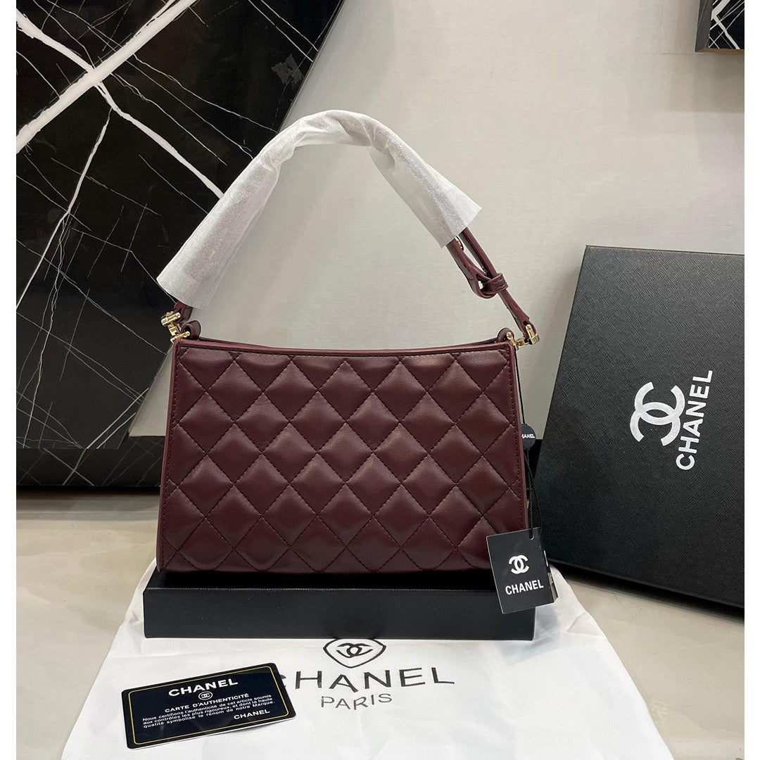 CHANEL QUILTED HOBO LEATHER BAG