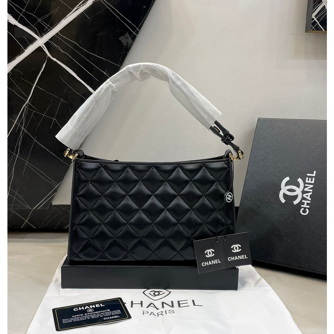 CHANEL QUILTED HOBO LEATHER BAG