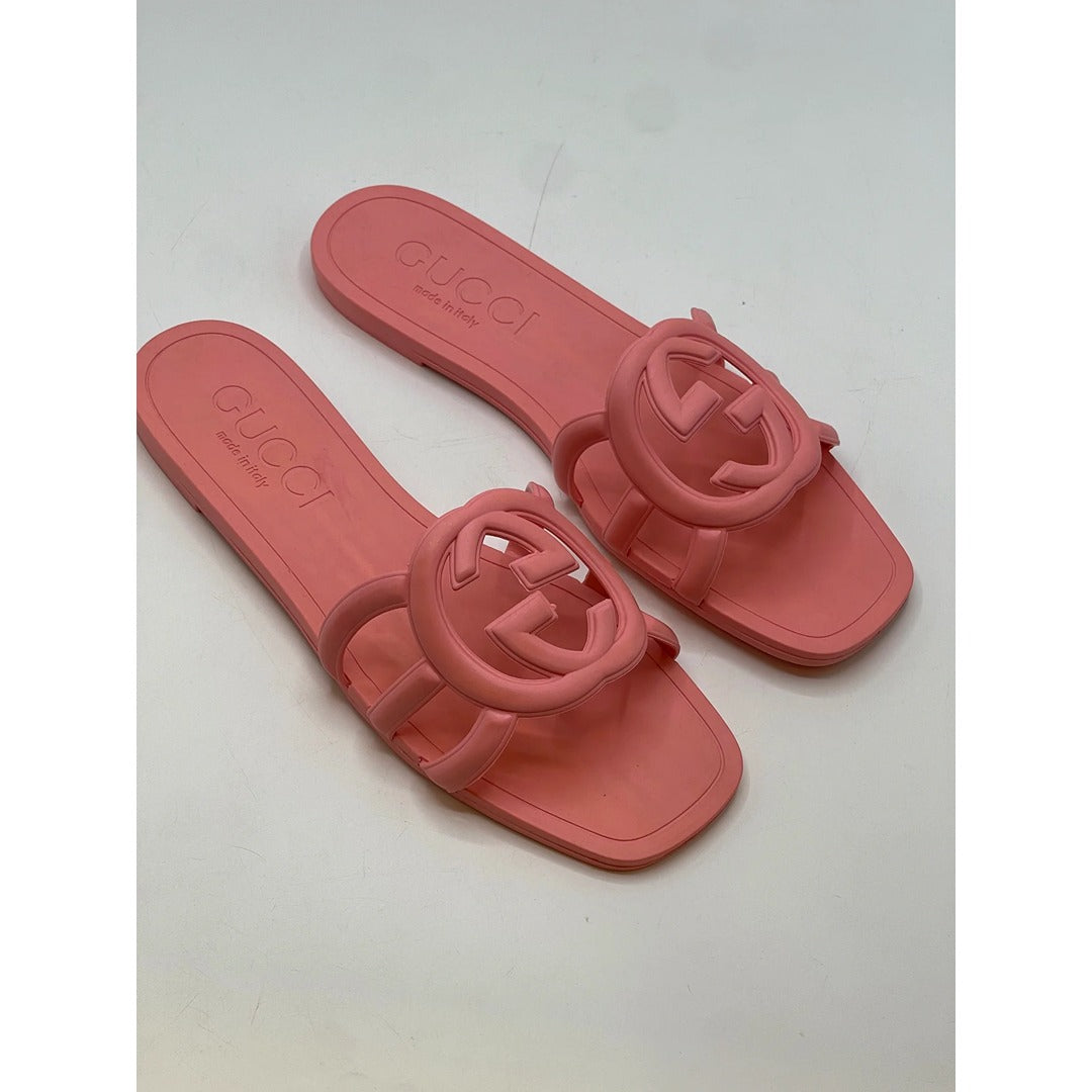 GUCCI INTERLOCKING PINK G SLIDE