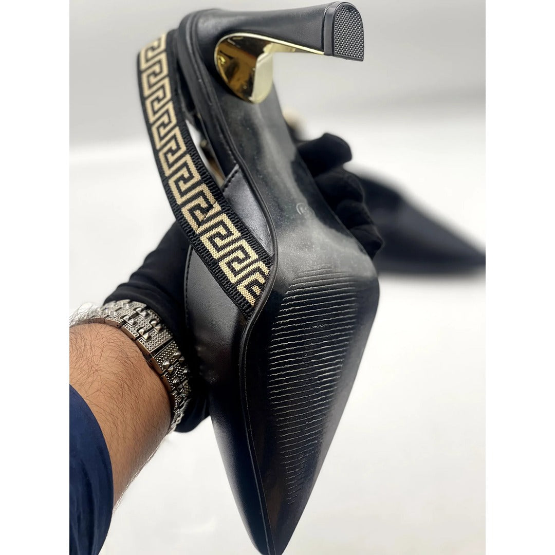 FENDI MONOGRAM BLACK SLING BACK PUMPS