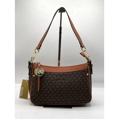 MICHAEL KORS LUXE POCHETTE SHOULDER BAG BROWN/BEIGE