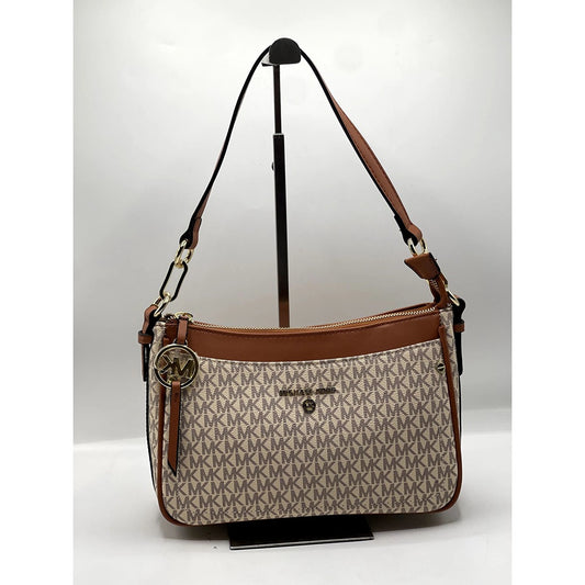 MICHAEL KORS LUXE POCHETTE SHOULDER BAG BROWN/BEIGE