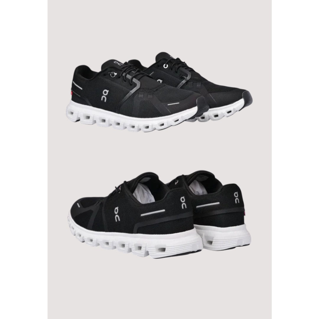ON CLOUD 6 BLACK WHITE RUNNING SHOES