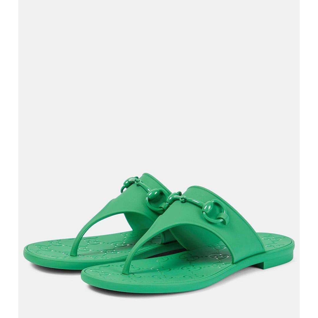 GUCCI HORSEBIT GREEN THONG RUBBER SANDAL