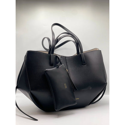 POLENE CYME TOTE LARGE BAG BLACK/BROWN/MAROON