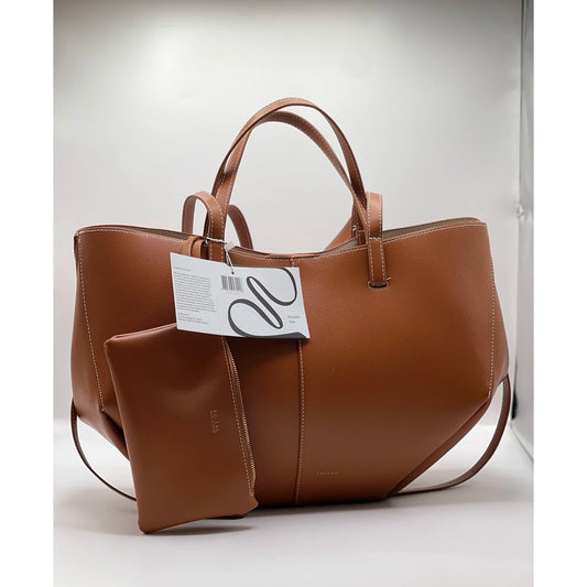 POLENE CYME TOTE LARGE BAG BLACK/BROWN/MAROON