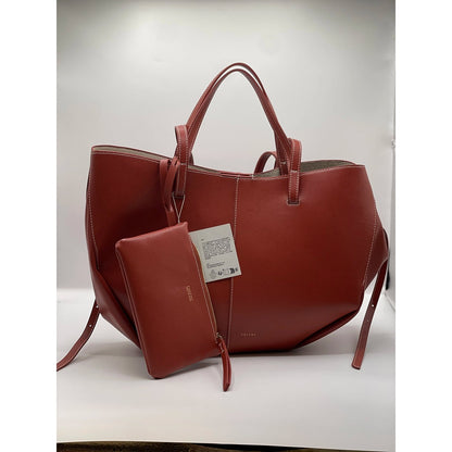 POLENE CYME TOTE LARGE BAG BLACK/BROWN/MAROON