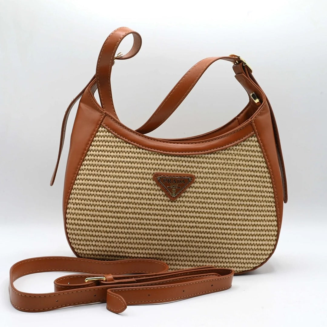 PRADA CROSSBODY BAG BLACK/WHITE/BROWN
