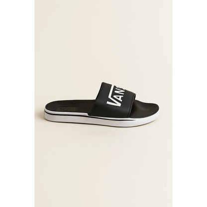 VANS OF THE WALL ALL BLACK WHITE LOGO SLIDE