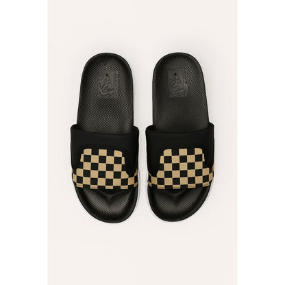 VANS OF THE WALL BLACK BEIGE CHECKER SLIDE