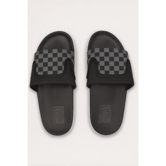 VANS OF THE WALL BLACK GREY CHECKER SLIDE