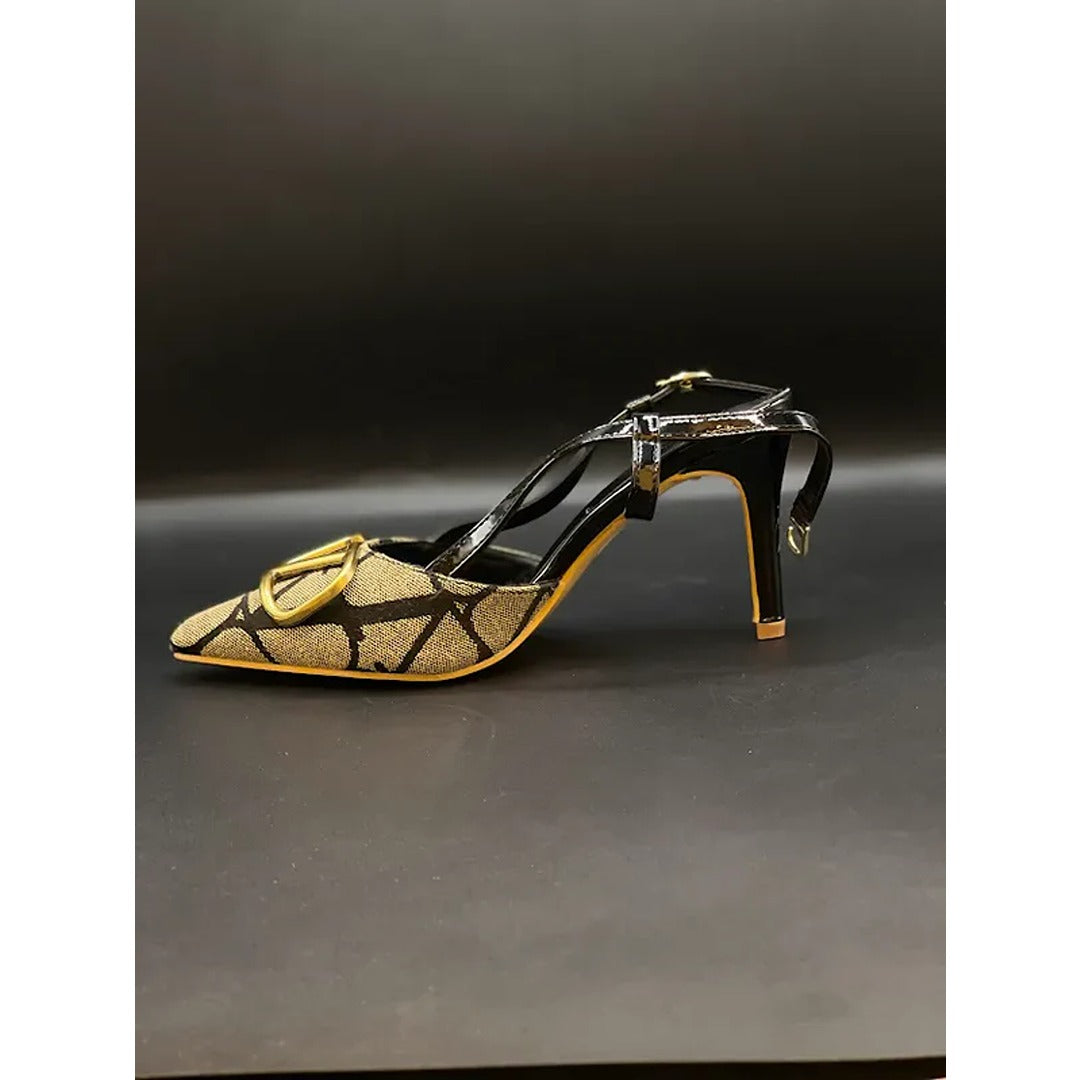 VALENTINO GARAVANI HEEL GOLDEN BLACK