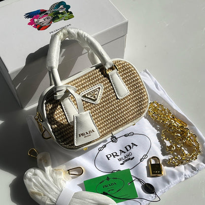 PRADA MILANO WICKER TOP HANDLE BAG