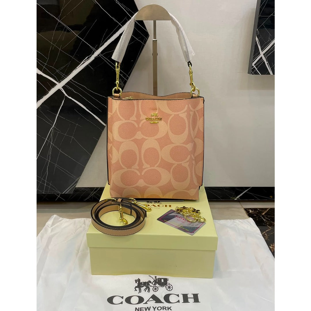 COACH MOLLIE 22 BUCKET SIGNATURE CANVAS BAG