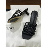 LOEWE PETAL ANAGRAM BLACK SLIDE CALF SKIN