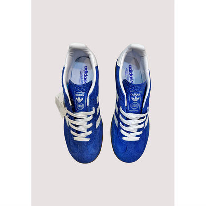 ADIDAS GAZELLE INDOOR INDIGO BLUE SUEDE WHITE WITH GOLDEN GUM SOLE