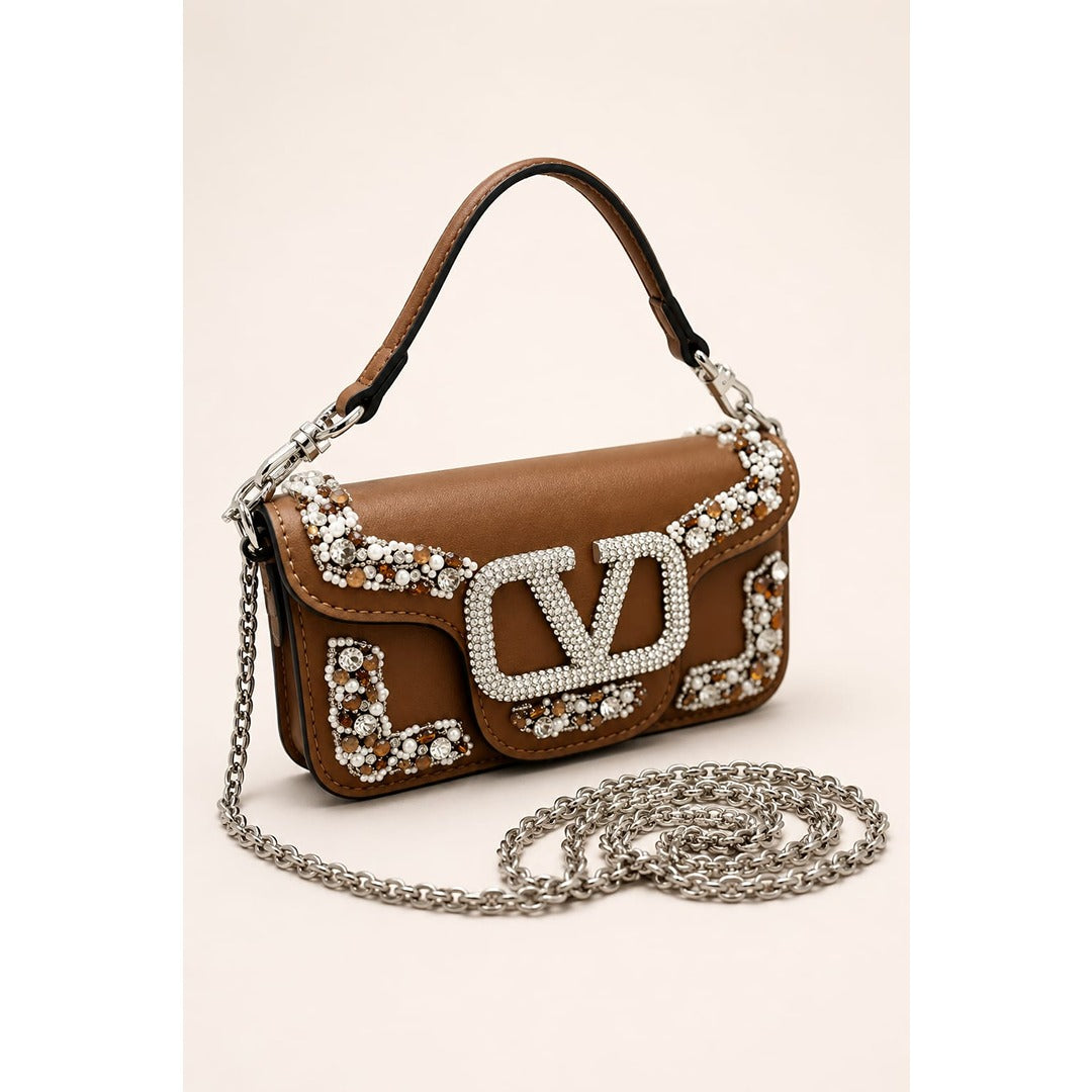 VALENTINO GARAVANI MICRO LOCO EMBELLISHED CRYSTAL SHOULDER BAG