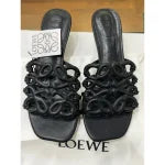 LOEWE PETAL ANAGRAM BLACK SLIDE CALF SKIN