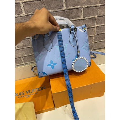LOUIS VUITTON ONTHE GO PM LIGHT BLUE MONOGRAM BAG