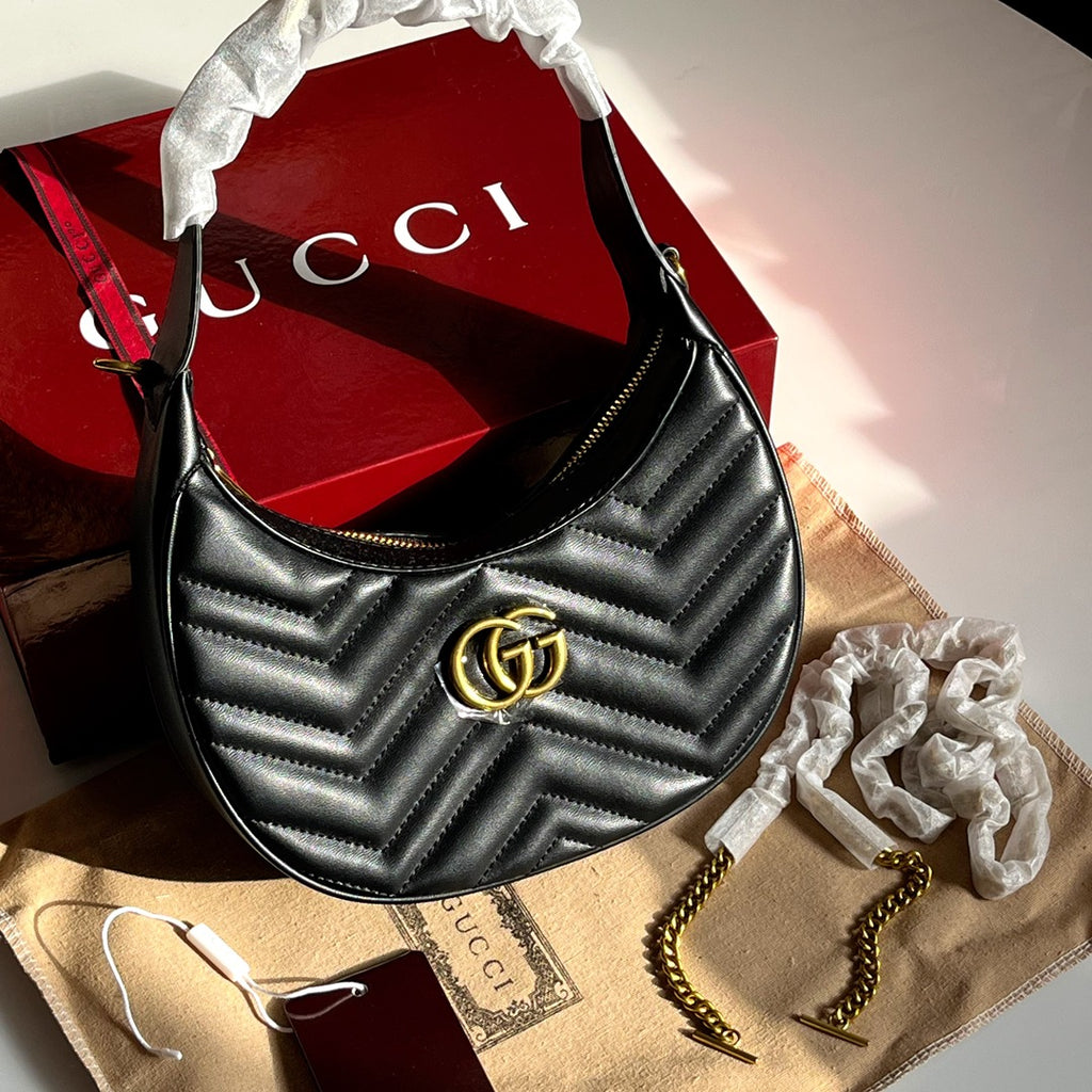 GUCCI GG MARMONT HALF MOON QUILTED BAG