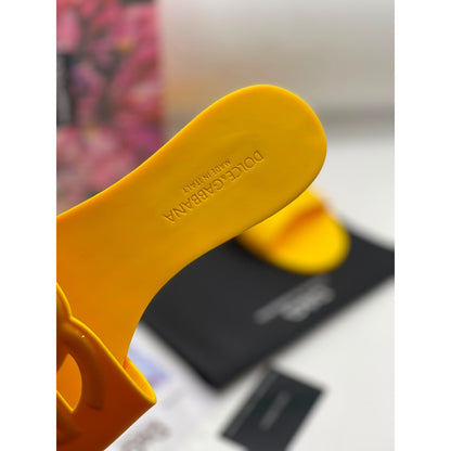 DOLCE & GABBANA BIANCA YELLOW SLIDES DG EMBOSSED LOGO
