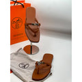 HERMES BROWN MISS SANDALS CALFSKIN