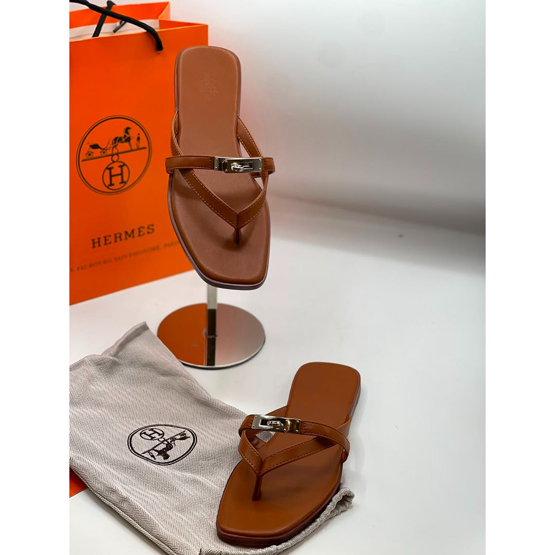 HERMES BROWN MISS SANDALS CALFSKIN