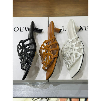 LOEWE PETAL ANAGRAM CAMEL SLIDE CALF SKIN