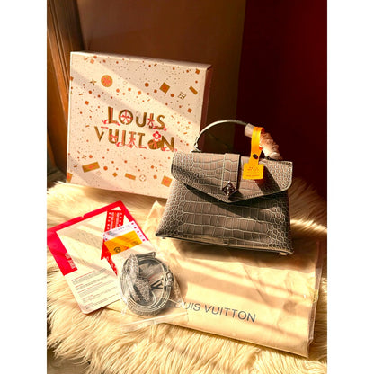 LOUIS VUITTON CROCODILE EMBOSSED SATCHEL HANDLE BAG