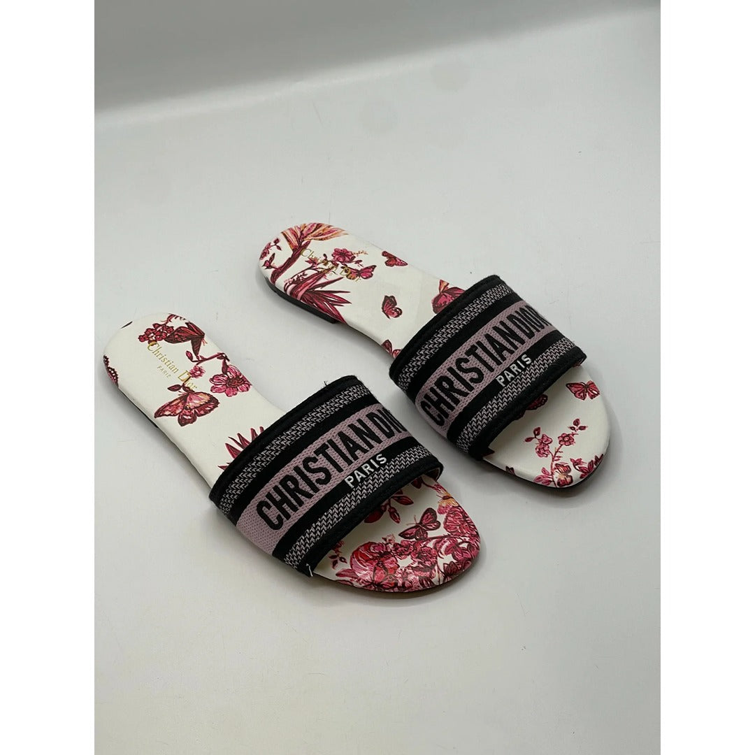CHRISTIAN DIOR RED-BLACK DWAY SLIDE